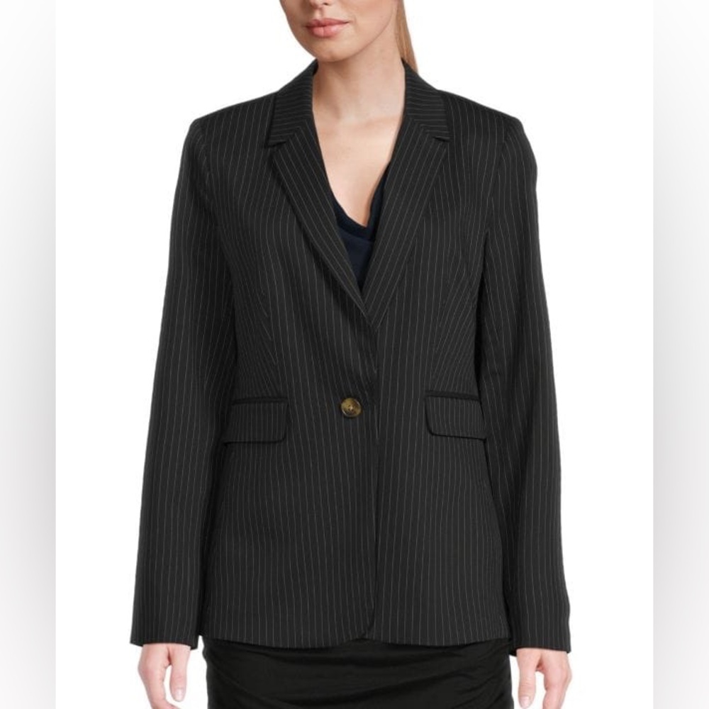 DKNY NWT Black Pinstripe One Button Blazer Size 6